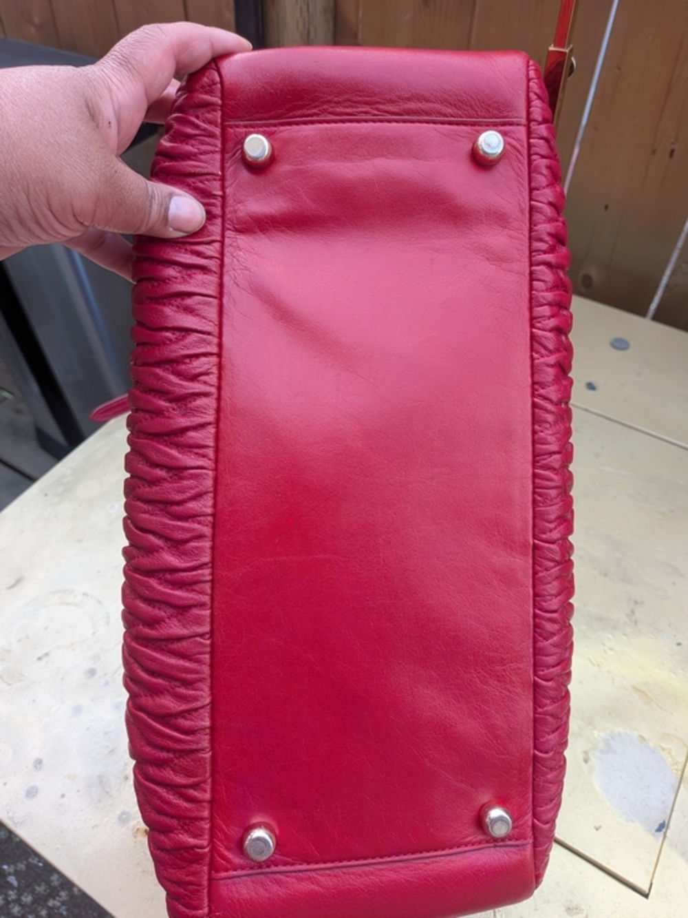 Red Coach Twisted Gathered Leather Morgan Satchel (Style Number: F37083). - Picture 11 of 16